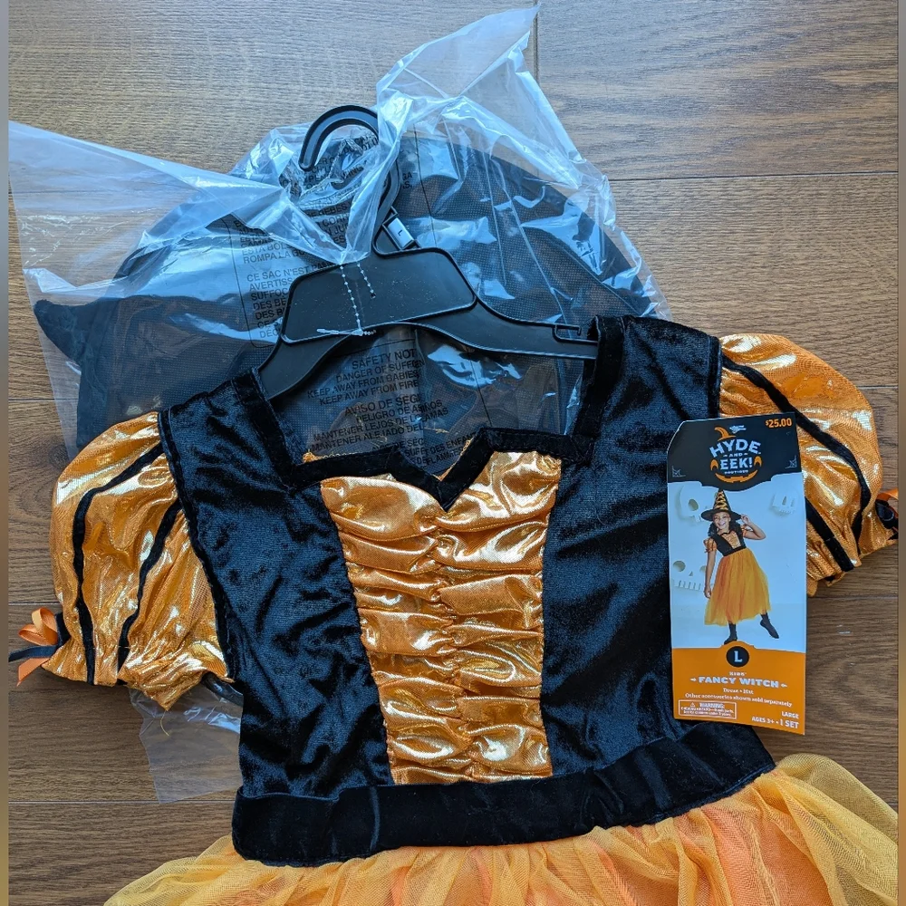 Hyde & Eek! Kid Fancy Witch Costume Size L 3+ Dress & Hat